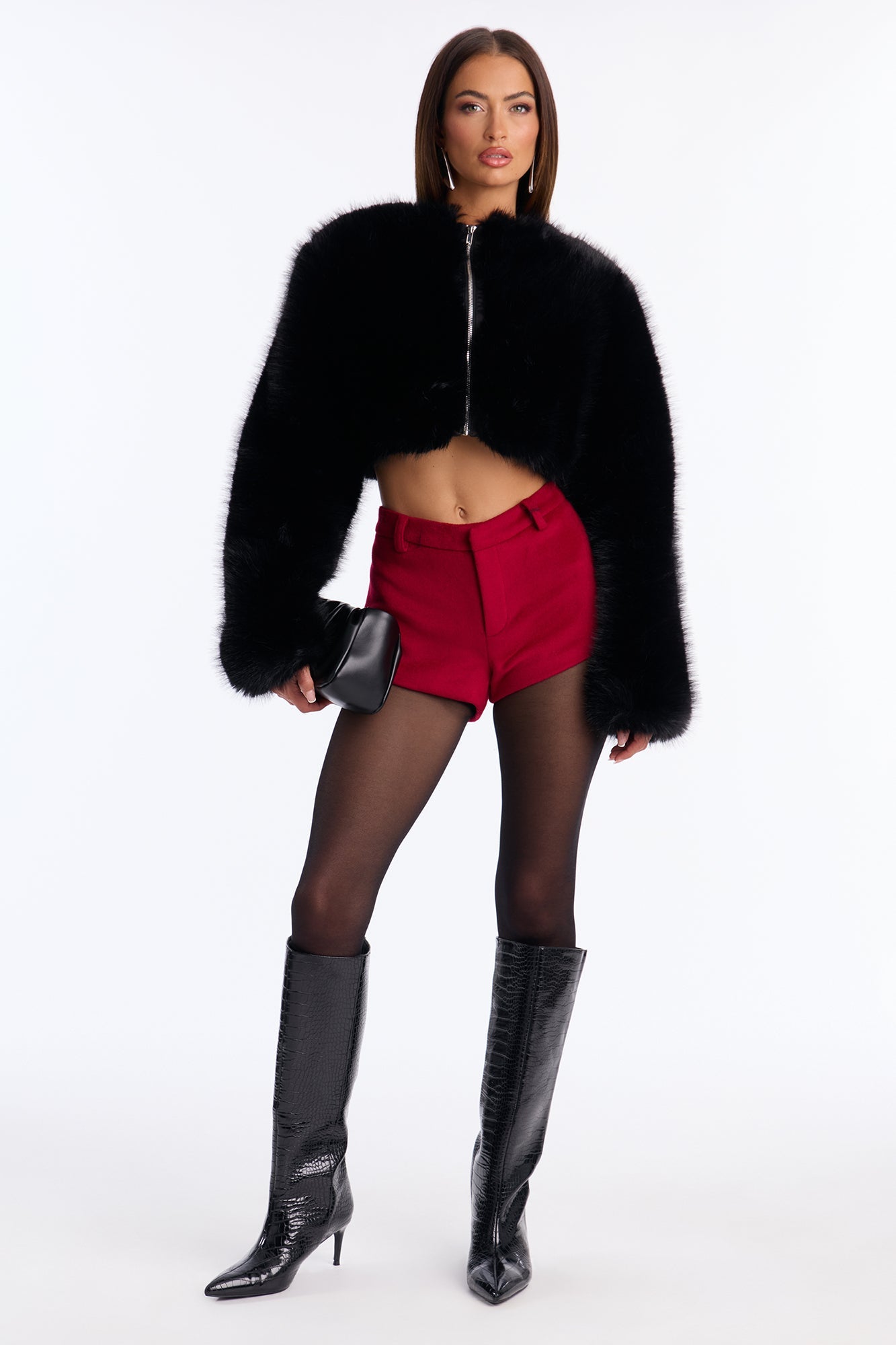 Holly Low Rise Wool Micro Short - Red