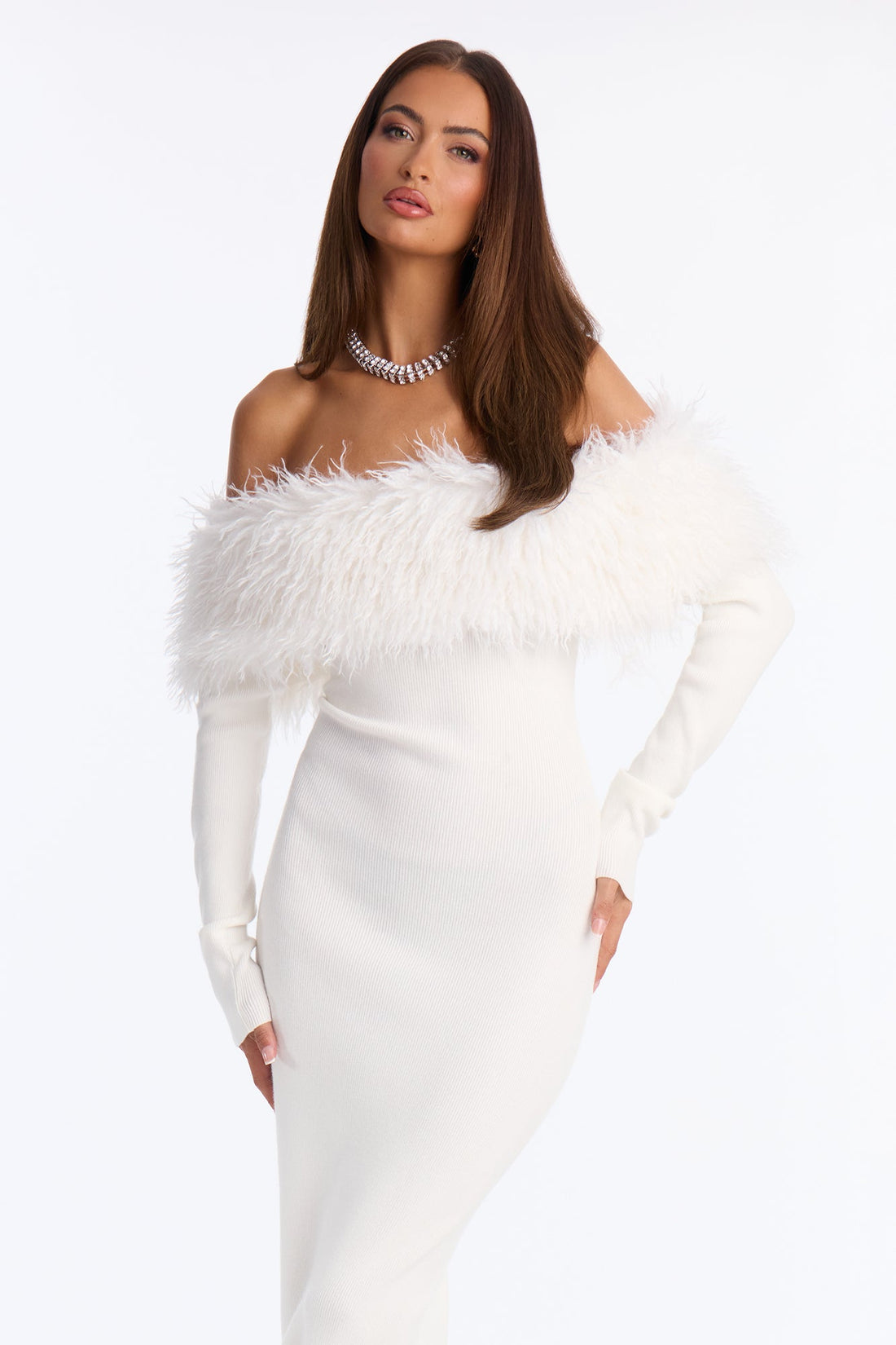 By The Fireside Sweater Maxi Dress - White