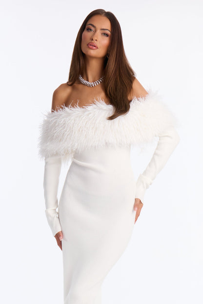 By The Fireside Sweater Maxi Dress - White