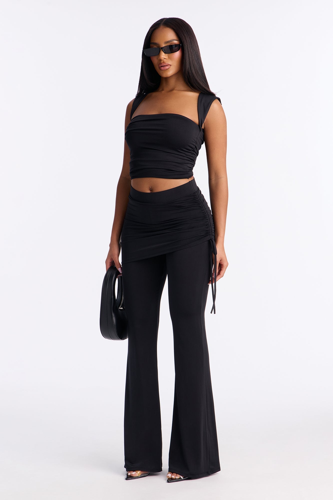 Paloma Wrap Skirt Pant - Black