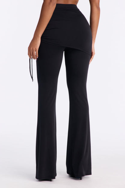 Paloma Wrap Skirt Pant - Black