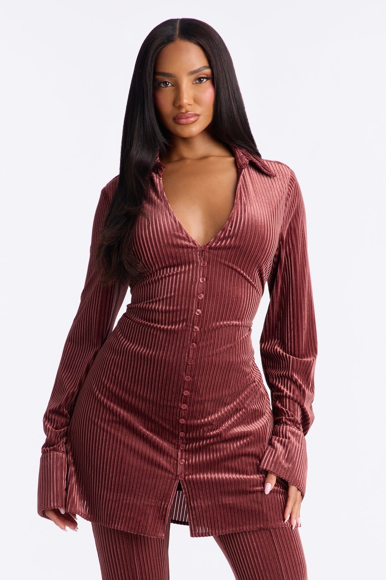 Too Early To Tell Velvet Pant Set - Rose
