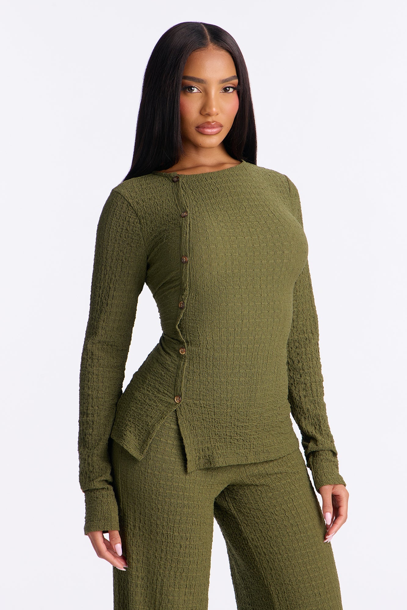 Zakai Textured Pant Set - Olive