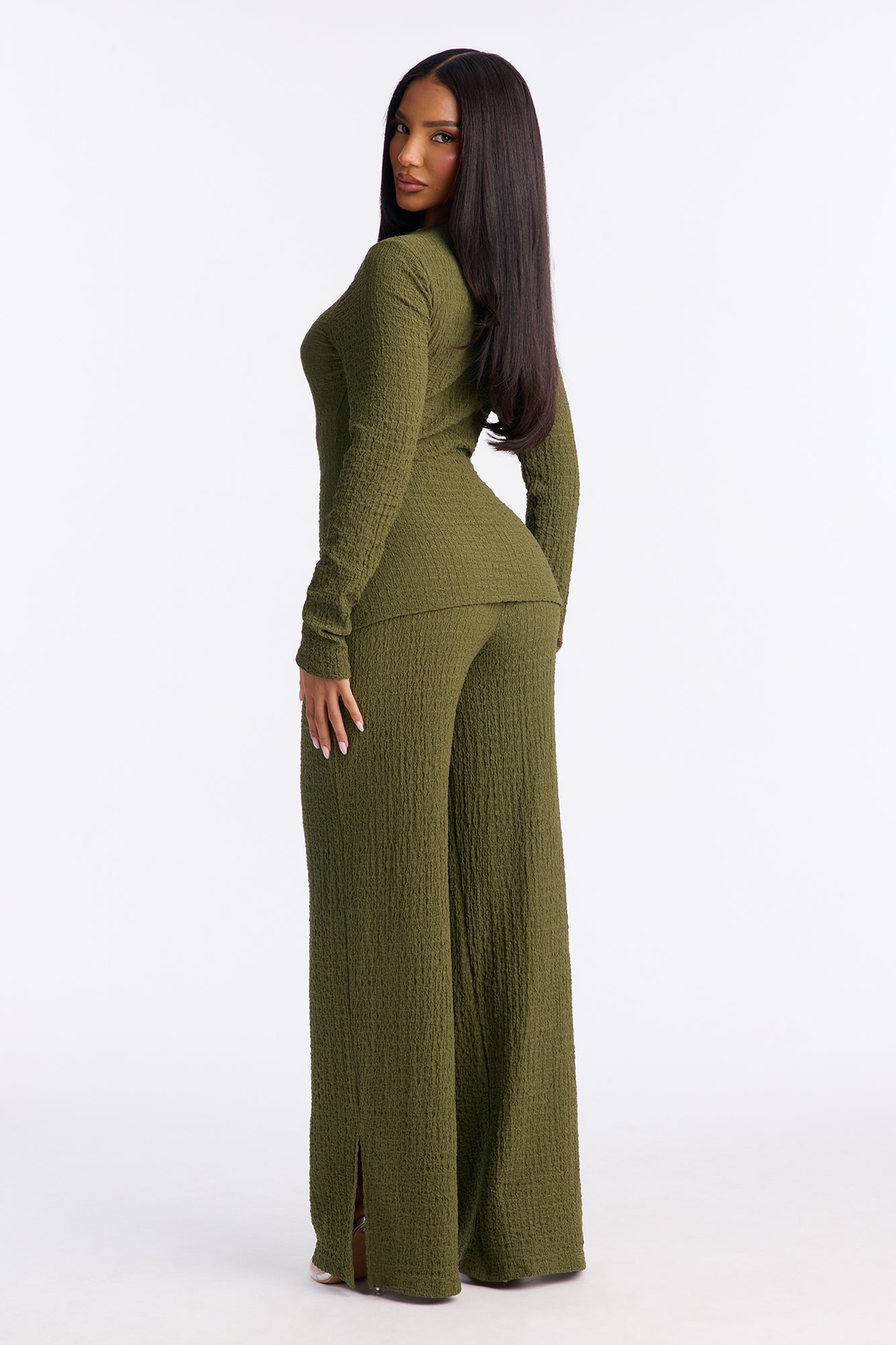 Zakai Textured Pant Set - Olive