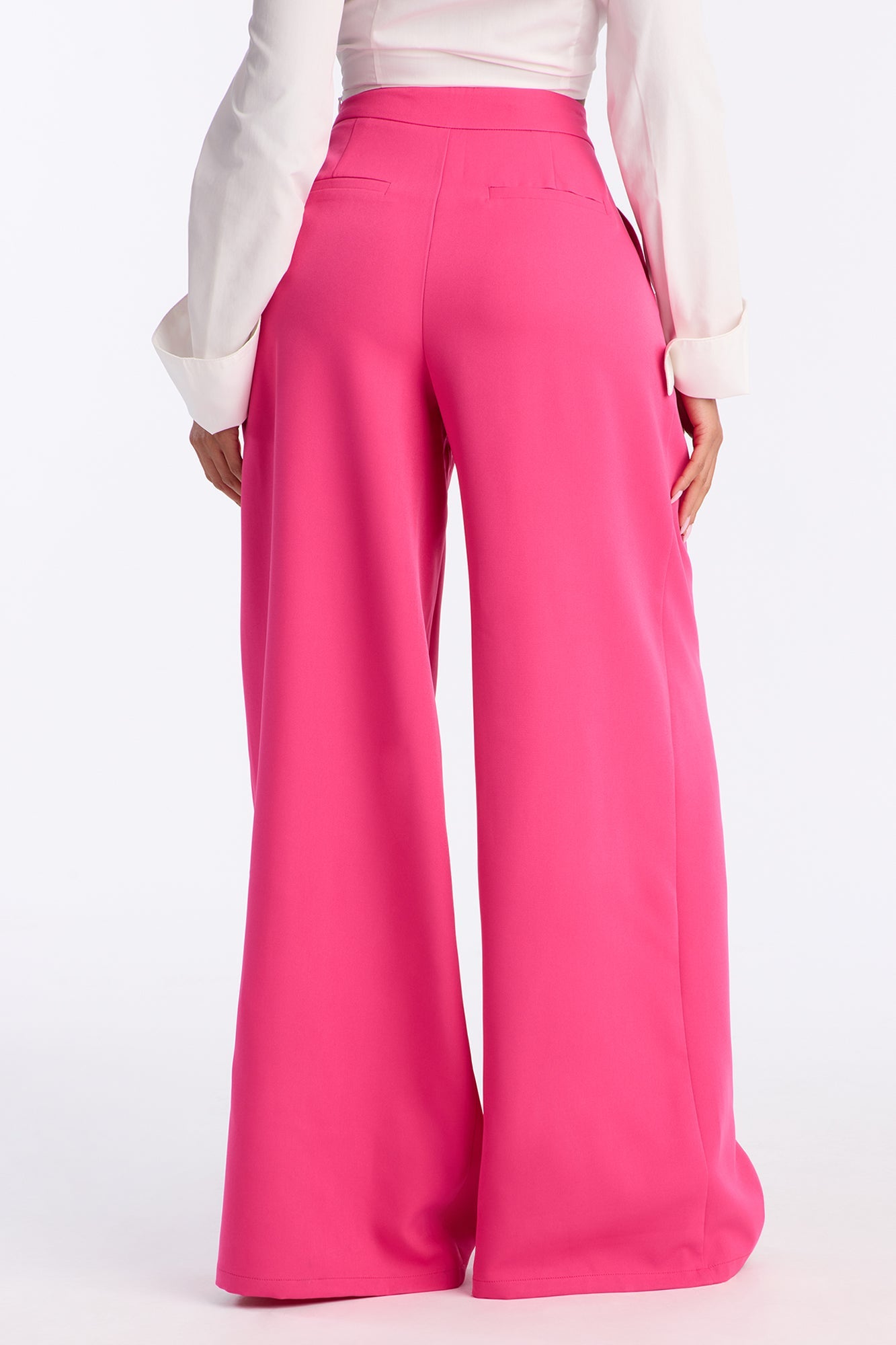 Delia Wide Leg Crepe Trousers 33″ - Fuchsia