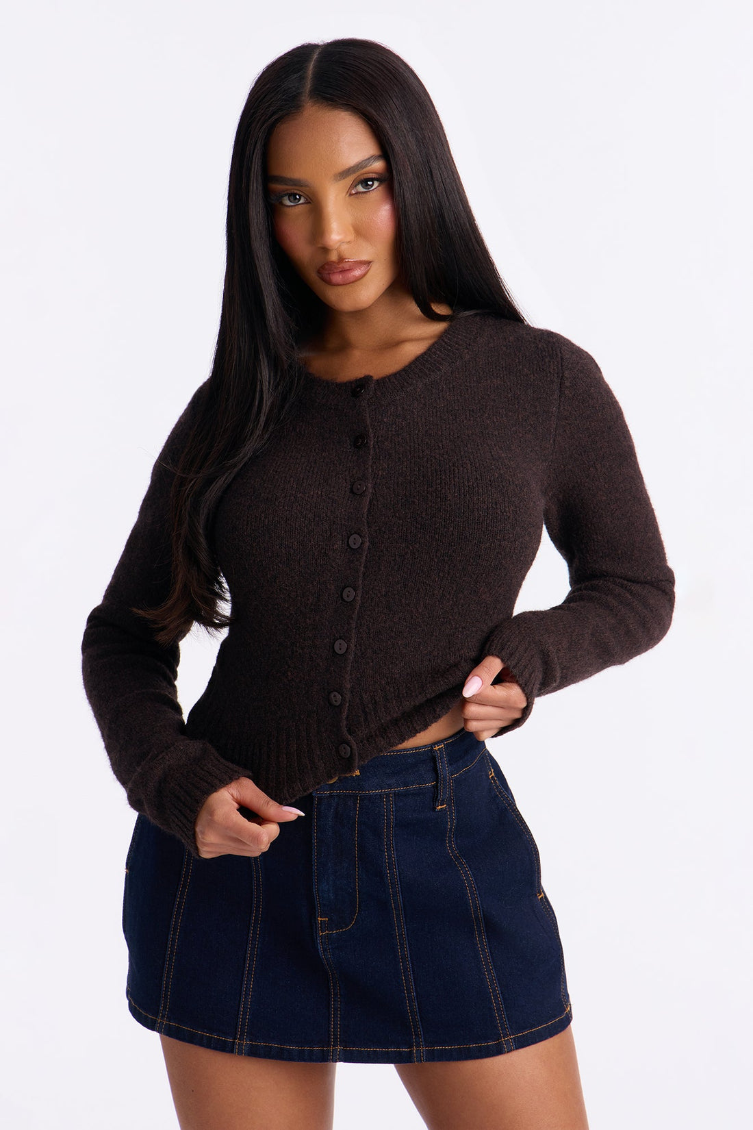 Sweet Sensation Cropped Cardigan - Brown