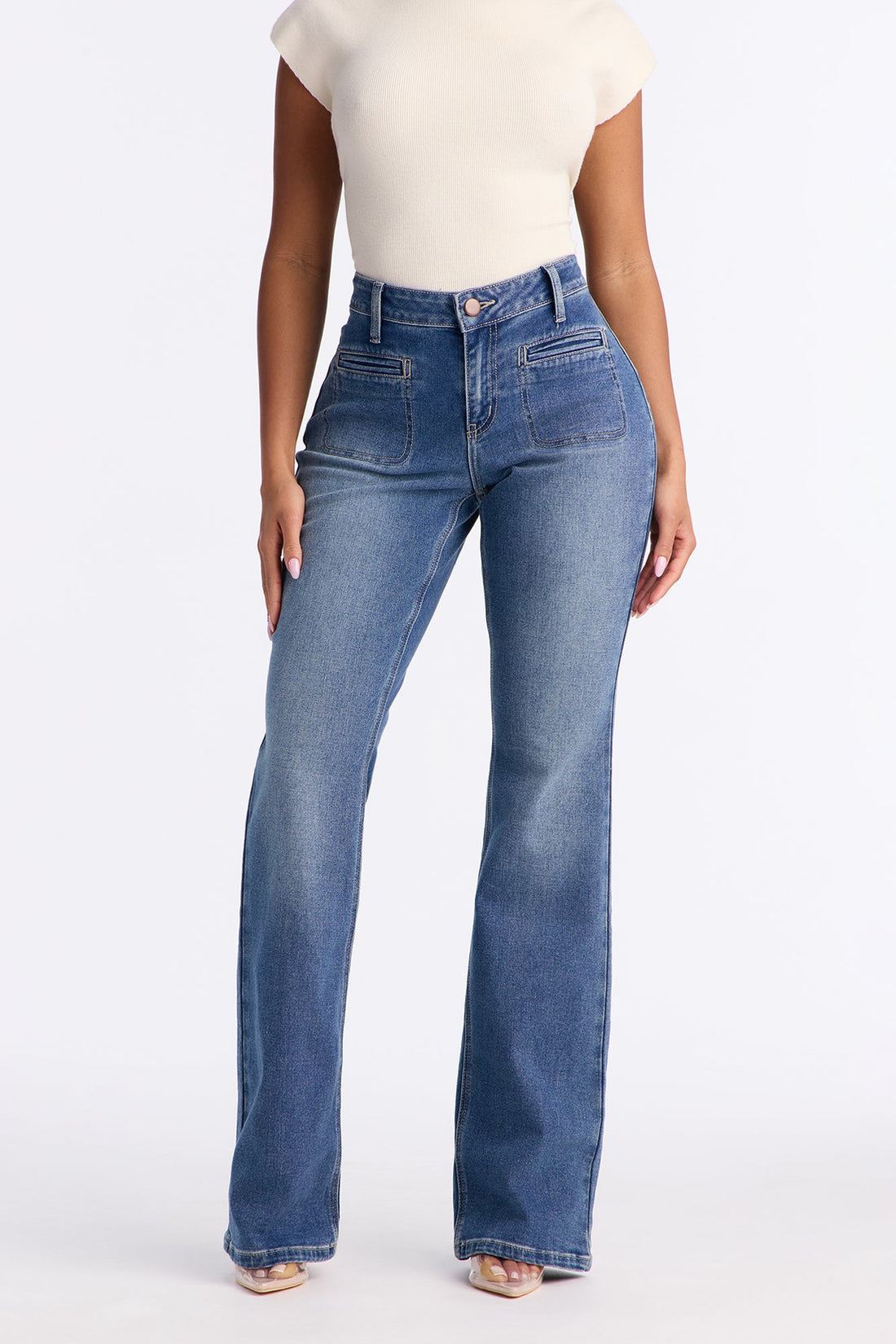 Sixth Street Mid Rise Bootcut Jeans - Medium Wash