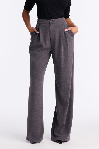 Wilma Wide Leg Trousers 33″ - Charcoal