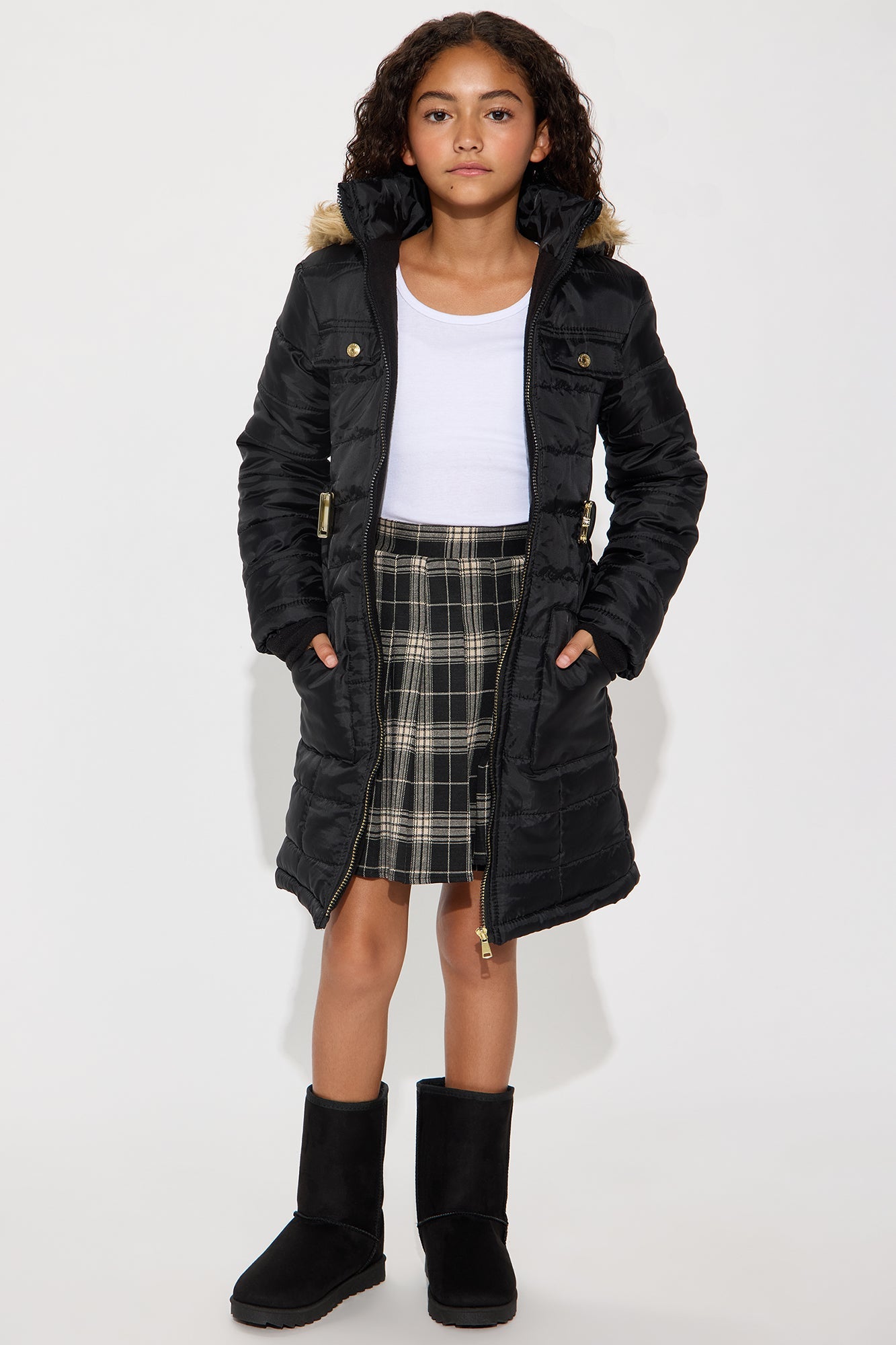 Mini Control The Weather Faux Leather Puffer Jacket - Black