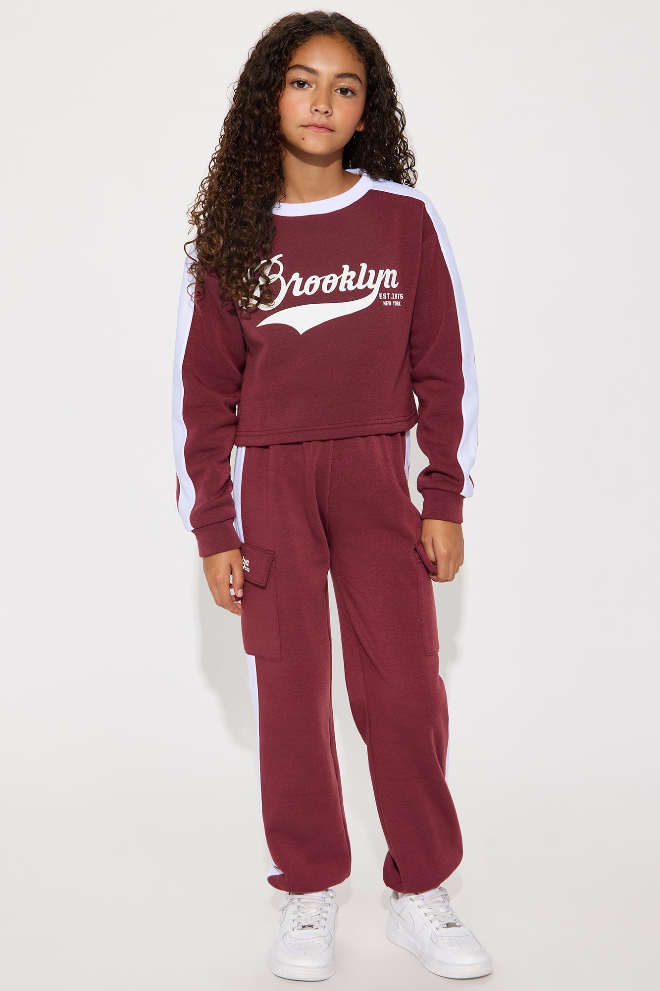 Mini Brooklyn Life Fleece Jogger Set - Burgundy