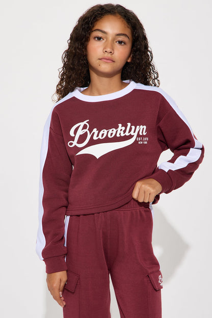 Mini Brooklyn Life Fleece Jogger Set - Burgundy