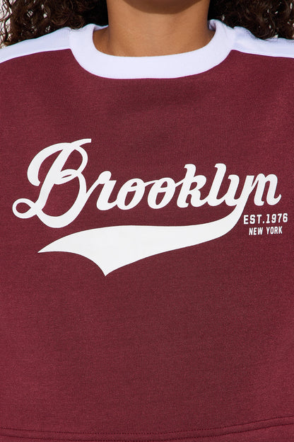 Mini Brooklyn Life Fleece Jogger Set - Burgundy