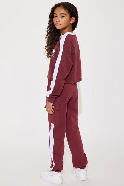 Mini Brooklyn Life Fleece Jogger Set - Burgundy