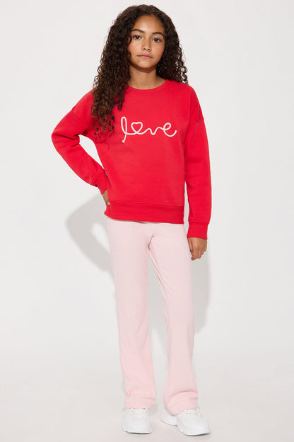 Mini Only Love Flare Leg Pant Set - Red/combo