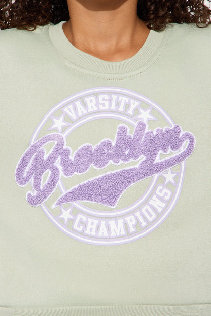 Mini Brooklyn Varsity Champions Sweatshirt And Jogger Pant Set - Sage