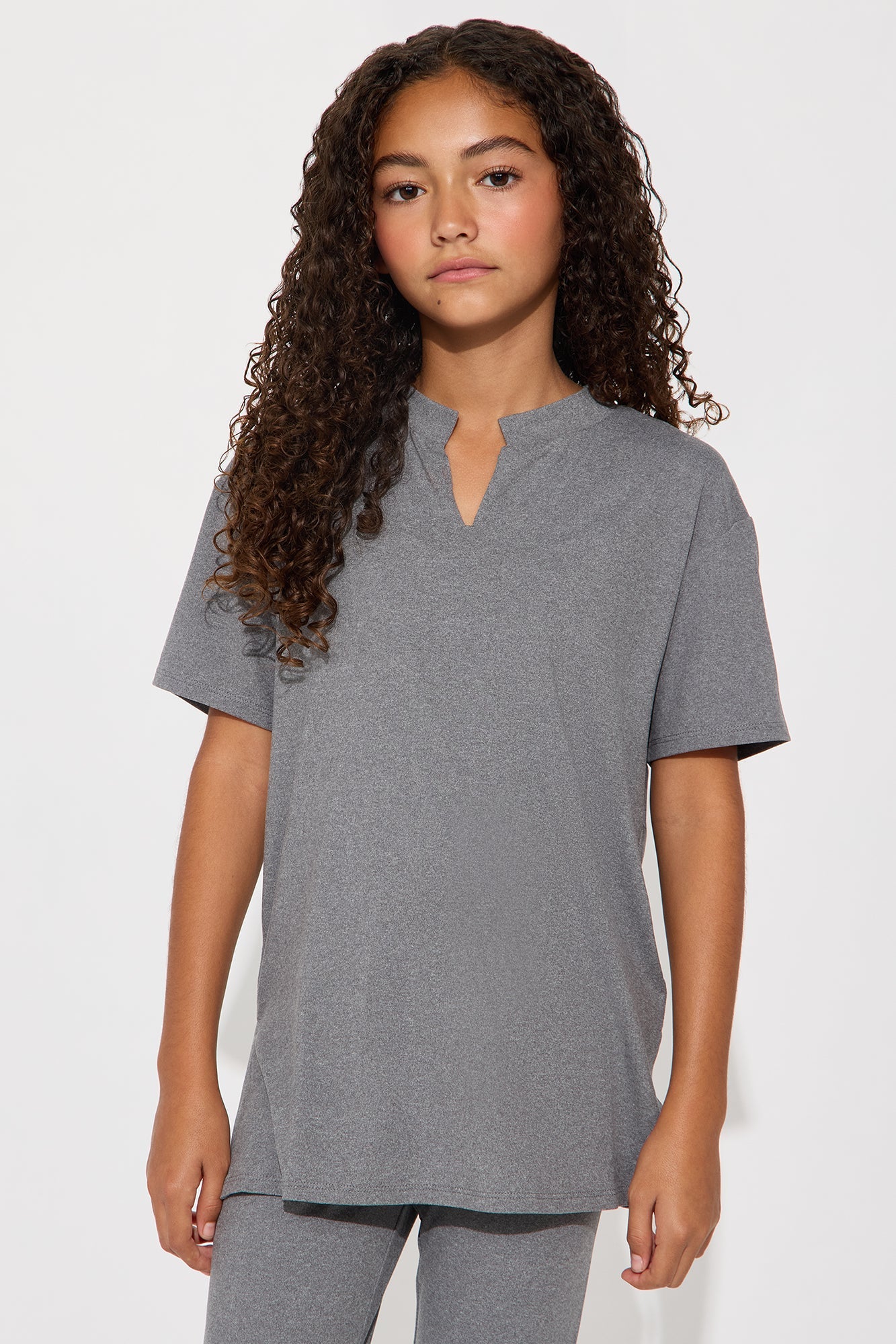 Mini Lets Chill Together Short Sleeve Legging Set - Heather Grey