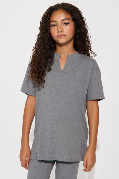 Mini Lets Chill Together Short Sleeve Legging Set - Heather Grey