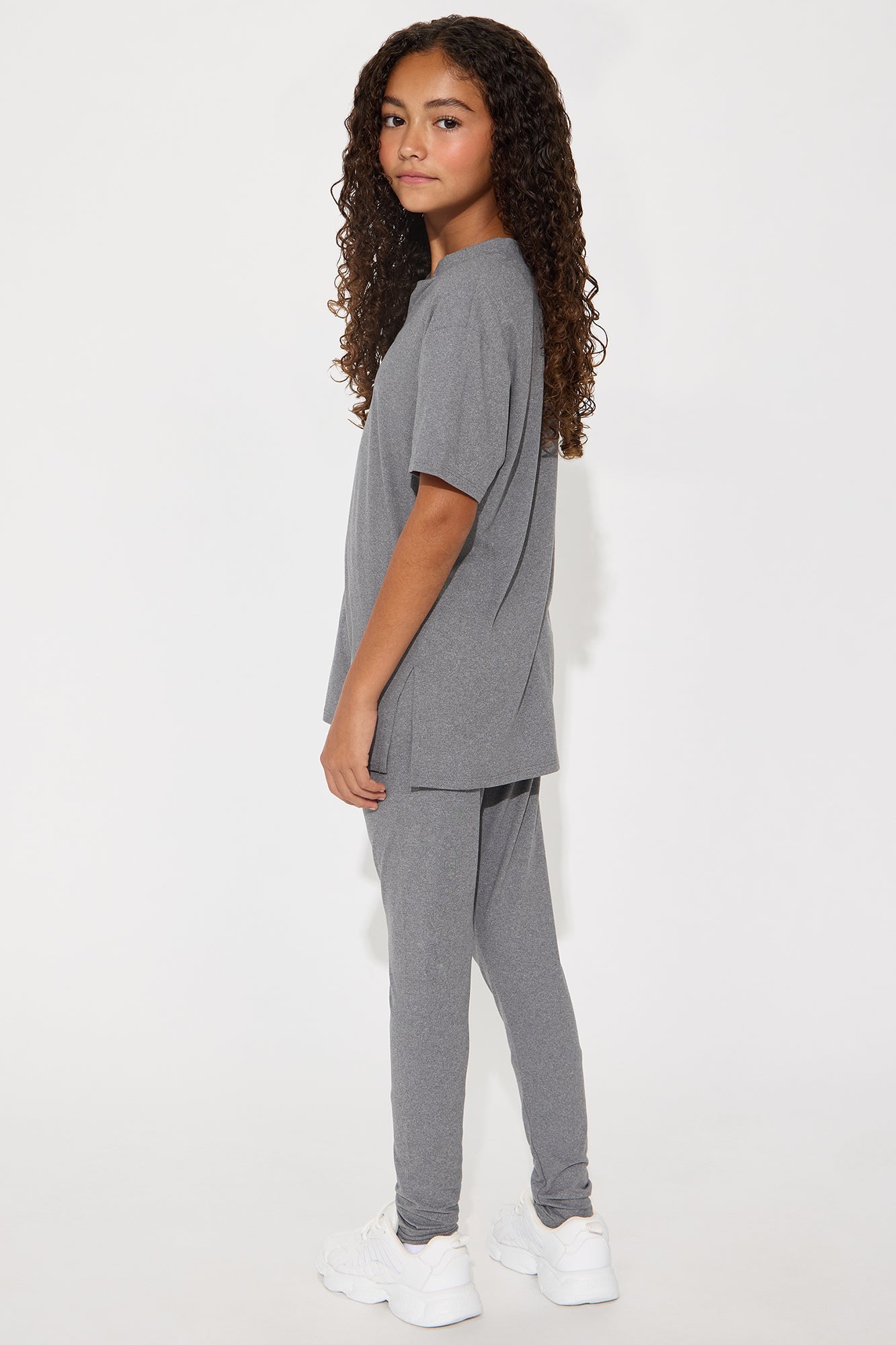 Mini Lets Chill Together Short Sleeve Legging Set - Heather Grey
