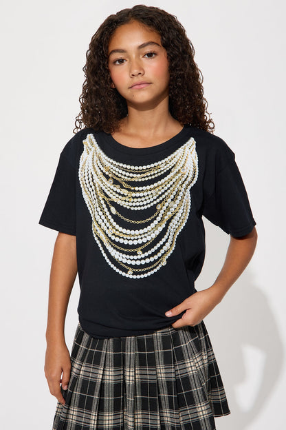 Mini Blinged Out Oversize Tee - Black
