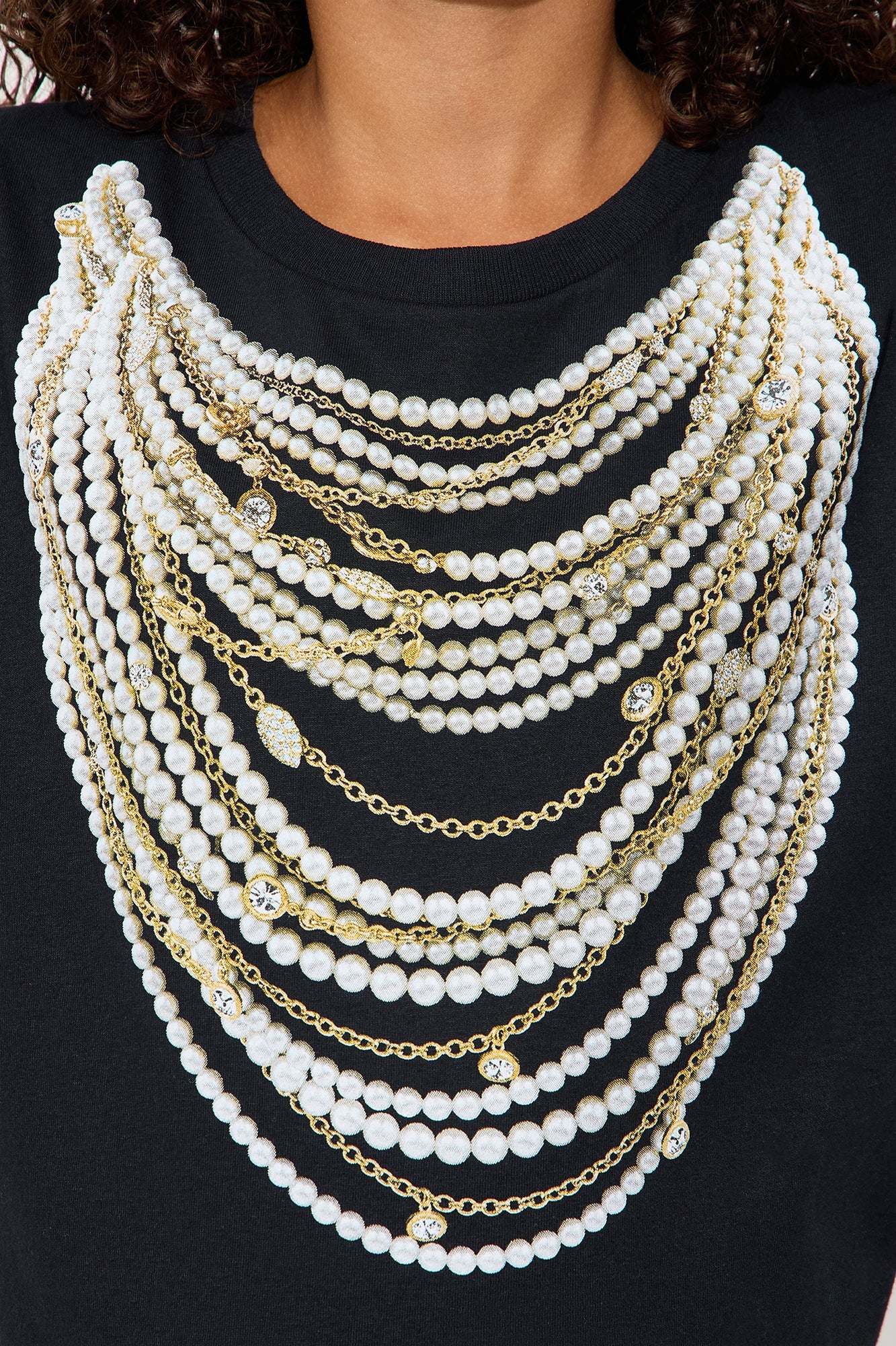 Mini Blinged Out Oversize Tee - Black