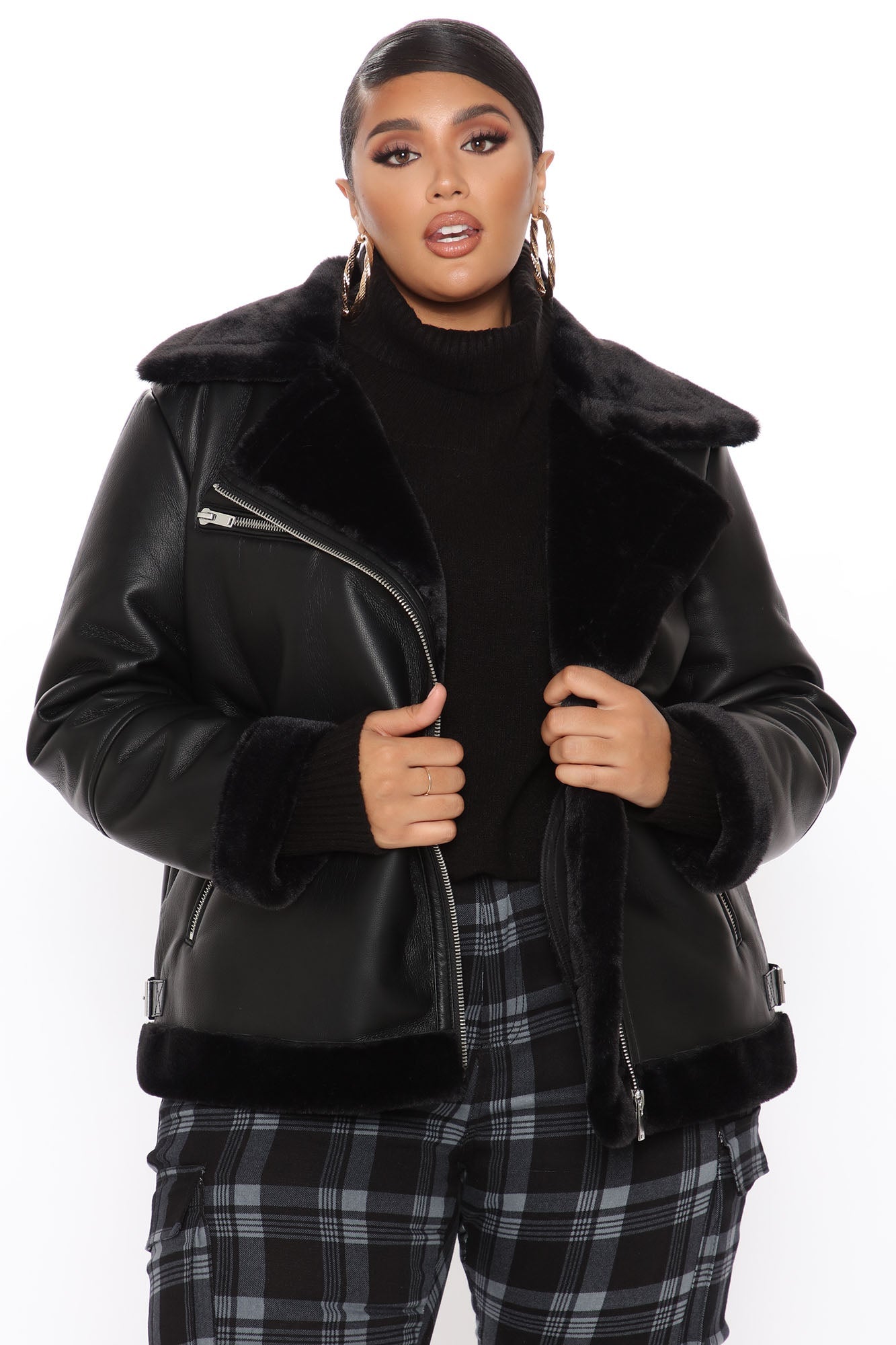 Chic Bad Ass Faux Leather Jacket - Black