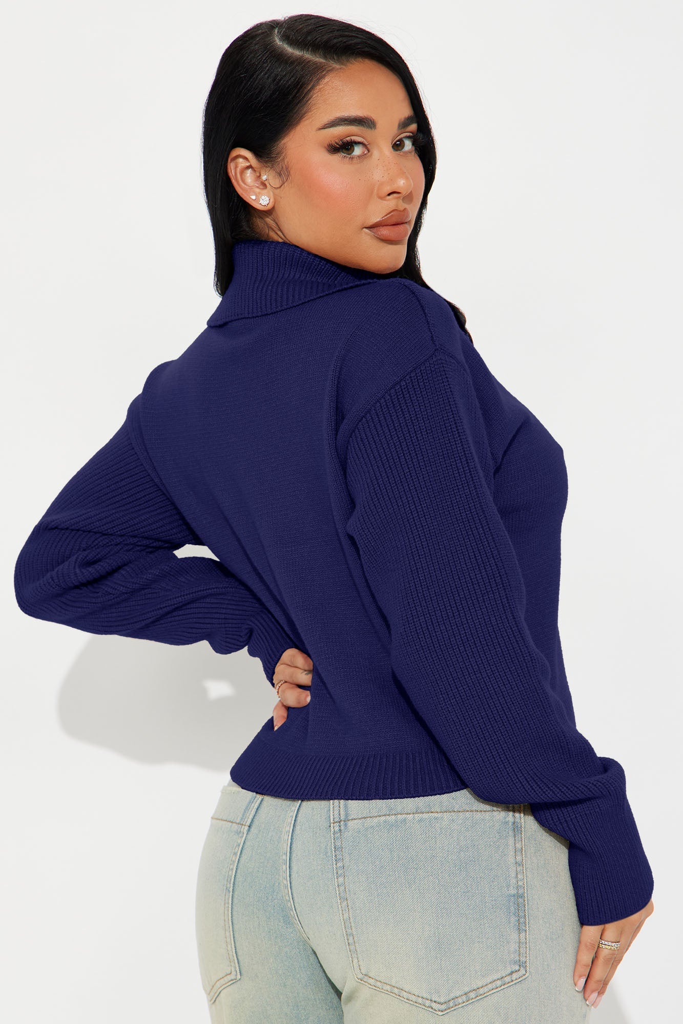 Classic Mood Quarter Zip Sweater - Navy