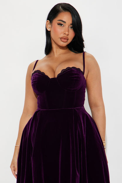 Julia Velvet Midi Dress - Plum