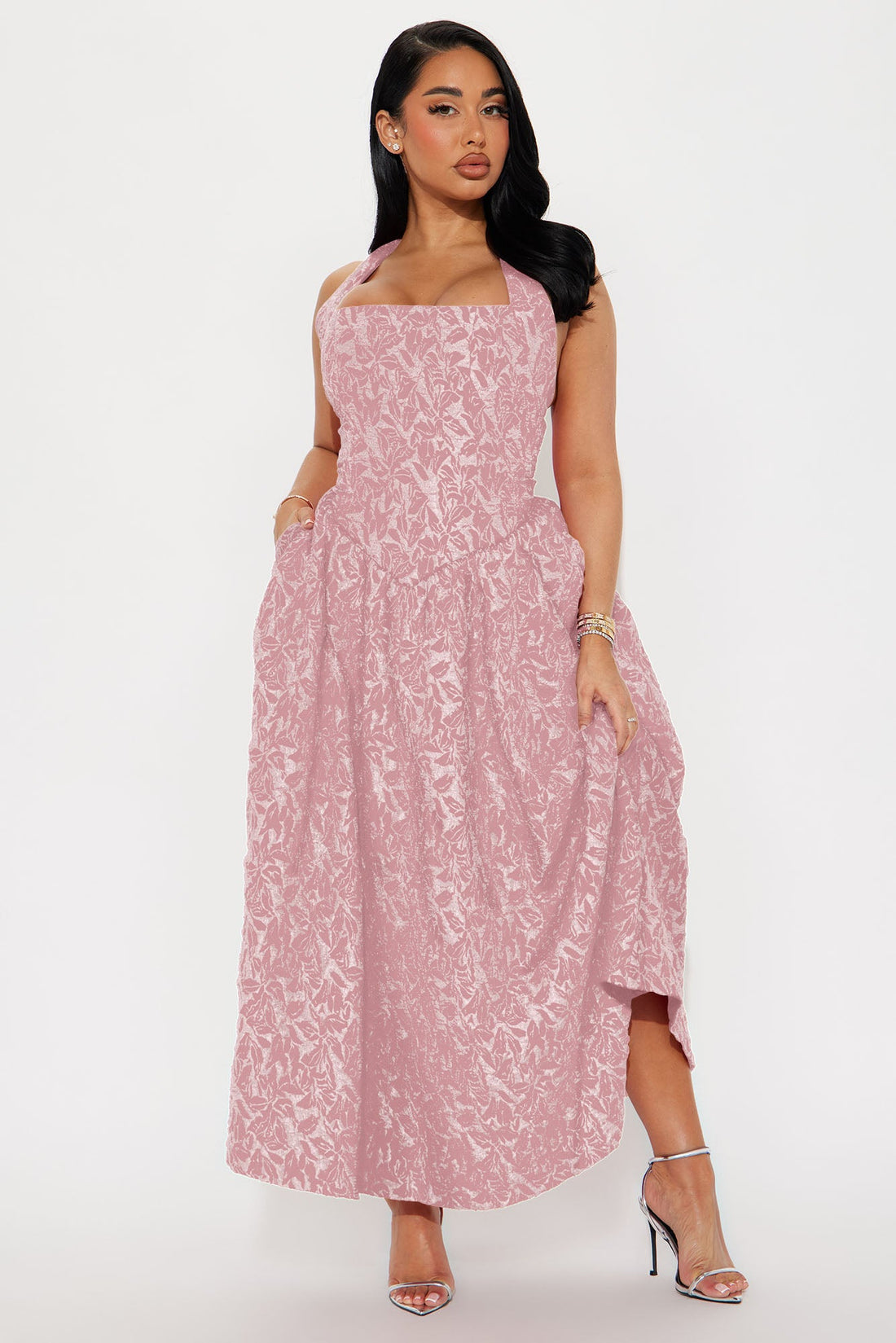 Meredith Jacquard Maxi Dress - Pink