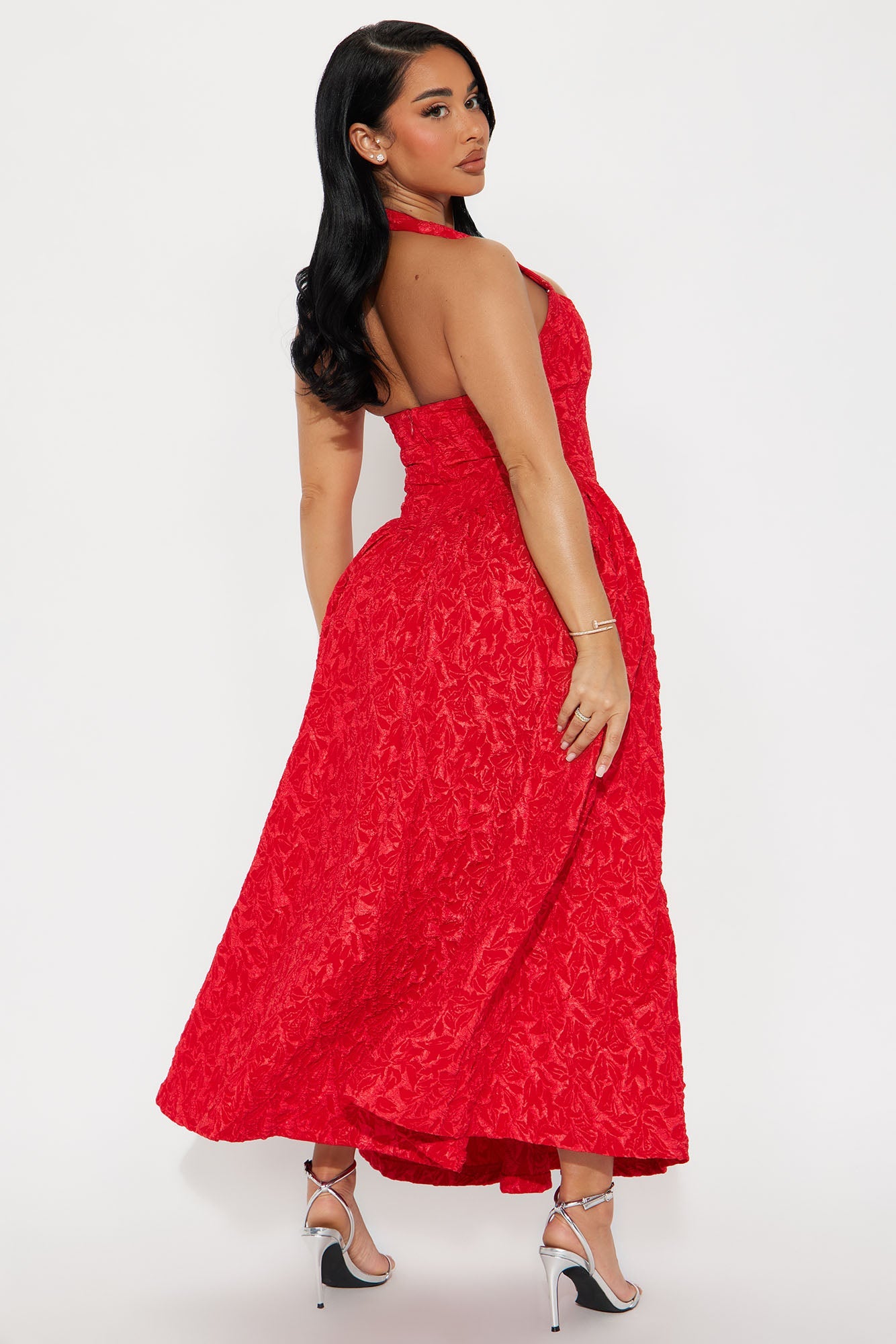 Meredith Jacquard Maxi Dress - Red