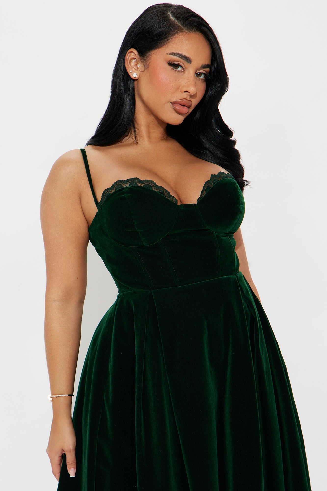 Julia Velvet Midi Dress - Hunter