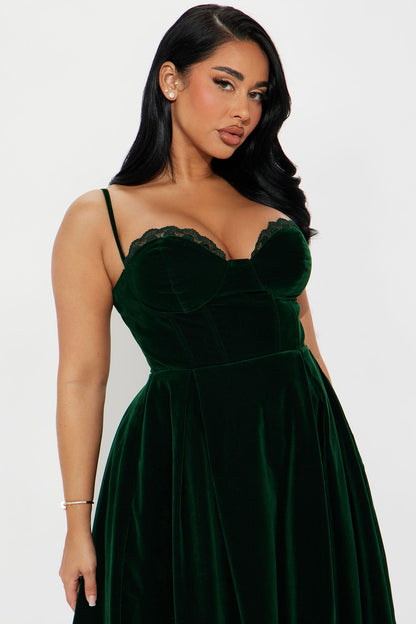 Julia Velvet Midi Dress - Hunter