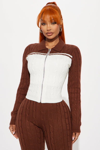 Thought Of You Colorblock Sweater Pant Set - Brown