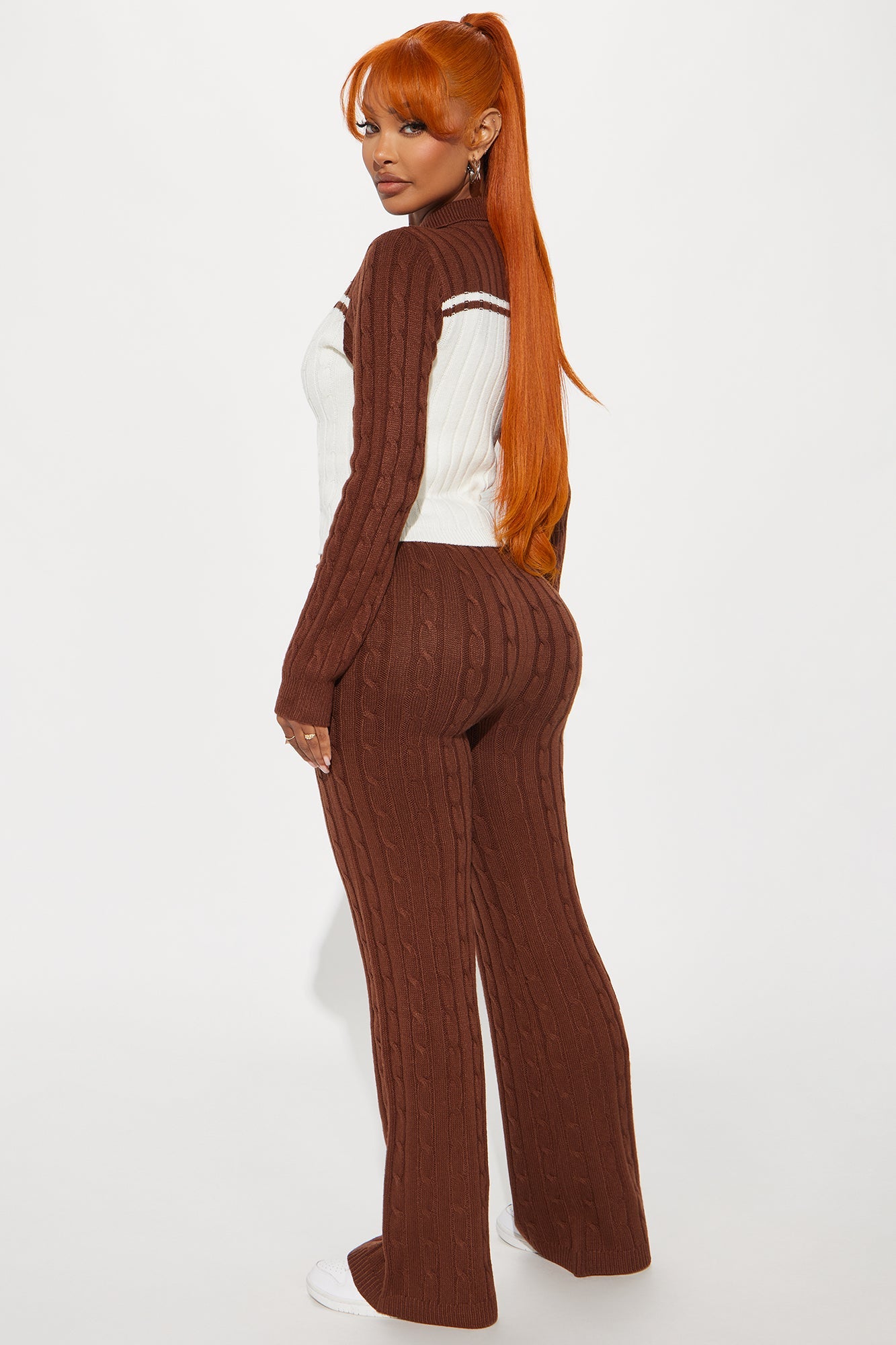 Thought Of You Colorblock Sweater Pant Set - Brown