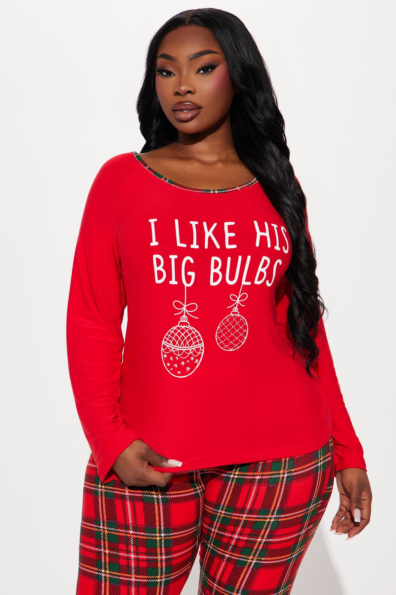I Like His Bulbs PJ Pant Set - Red/combo