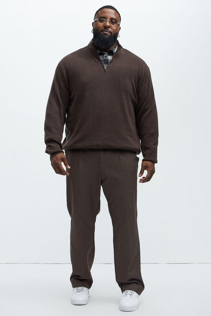Shawn Quarter Zip Sweater - Brown