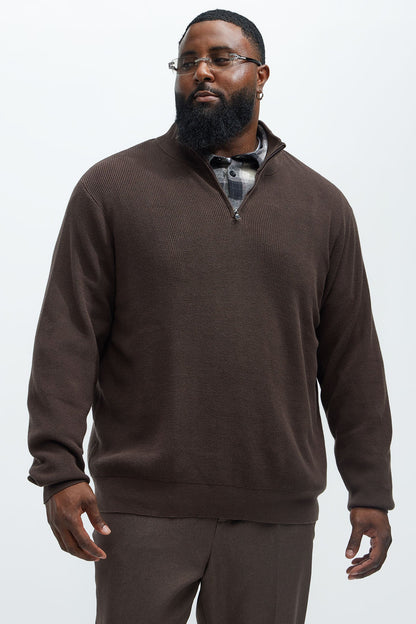 Shawn Quarter Zip Sweater - Brown