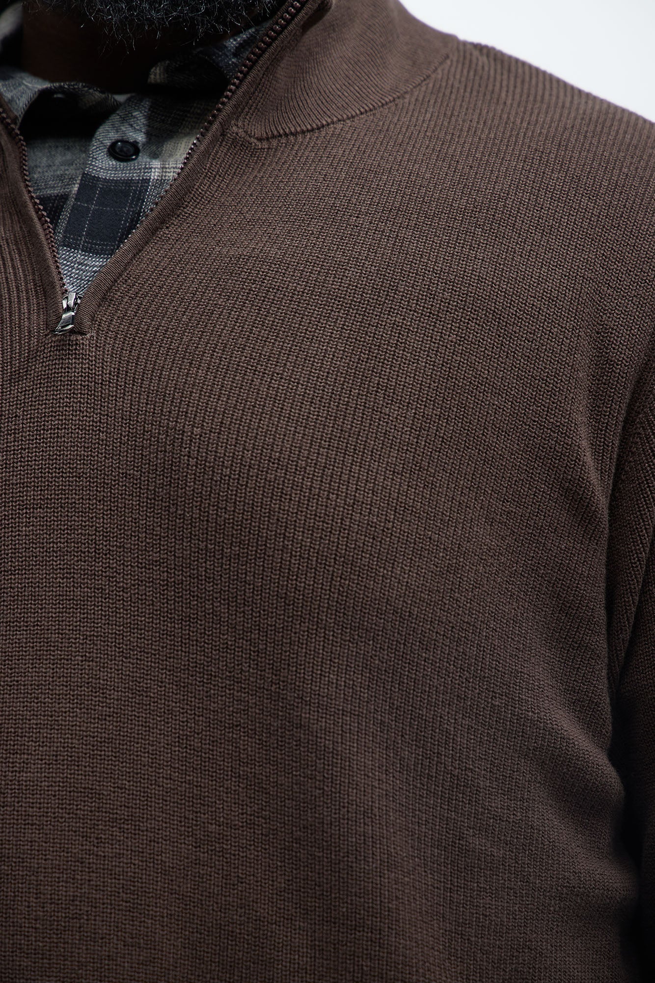 Shawn Quarter Zip Sweater - Brown