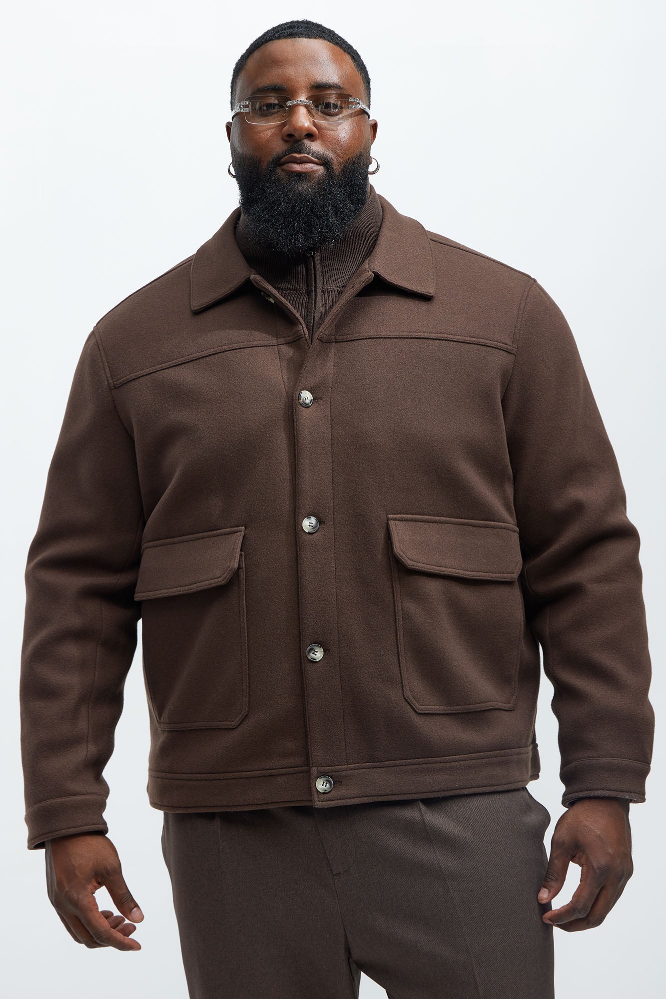 Dalton Faux Wool Jacket - Brown