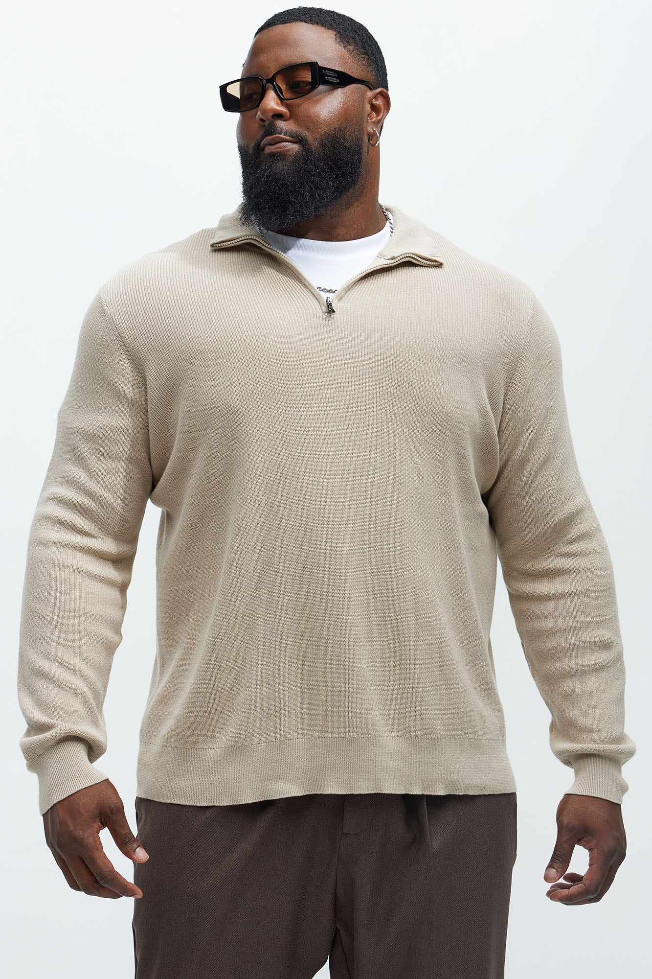 Shawn Quarter Zip Sweater - Tan