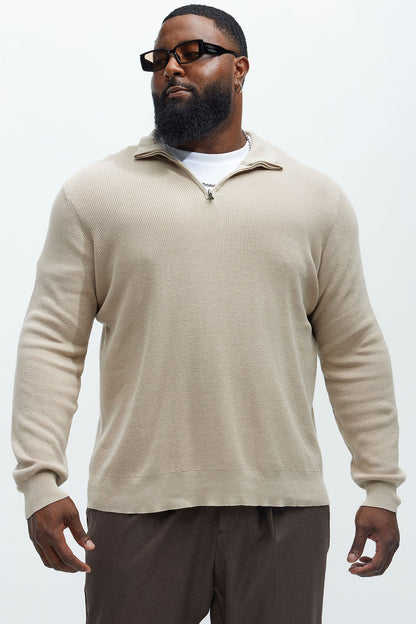 Shawn Quarter Zip Sweater - Tan