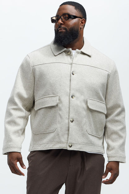 Dalton Faux Wool Jacket - Oatmeal