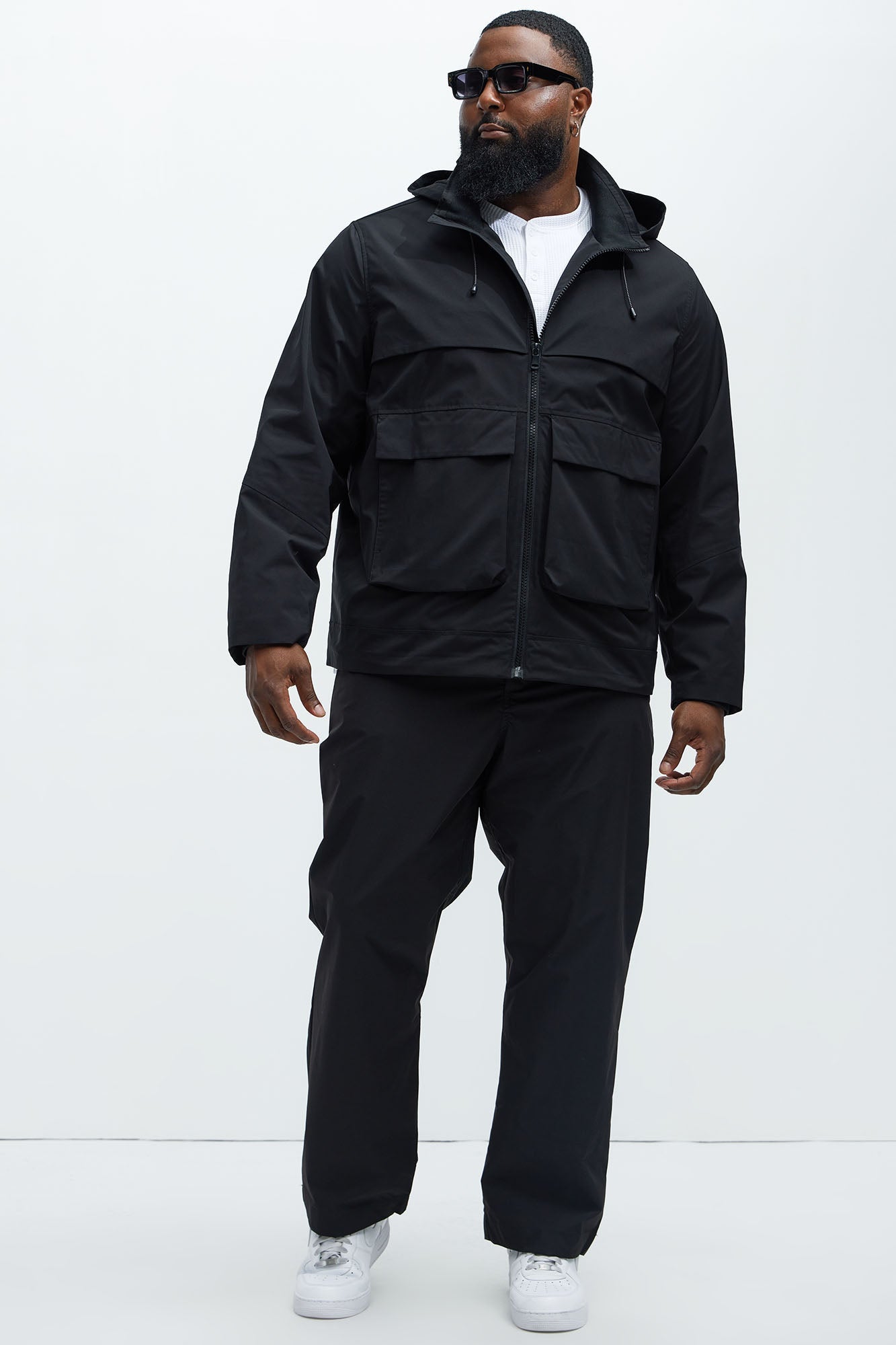 Every Move Hooded Cargo Pocket Jacket - Black