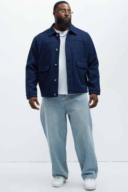 Dalton Faux Wool Jacket - Navy