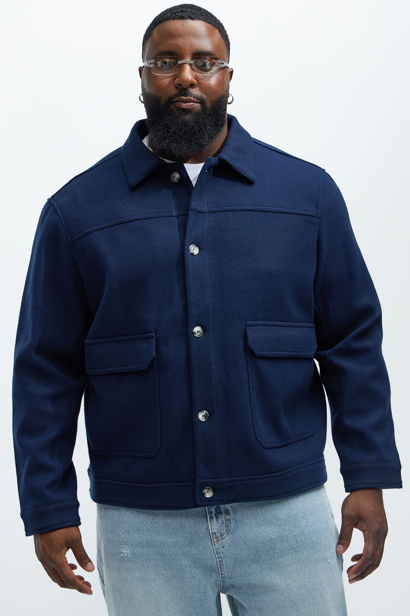 Dalton Faux Wool Jacket - Navy