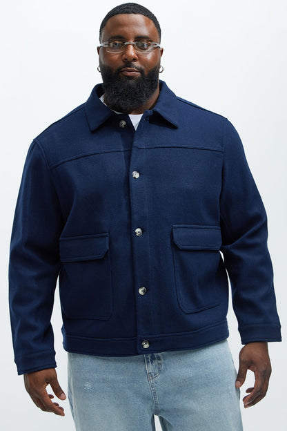 Dalton Faux Wool Jacket - Navy