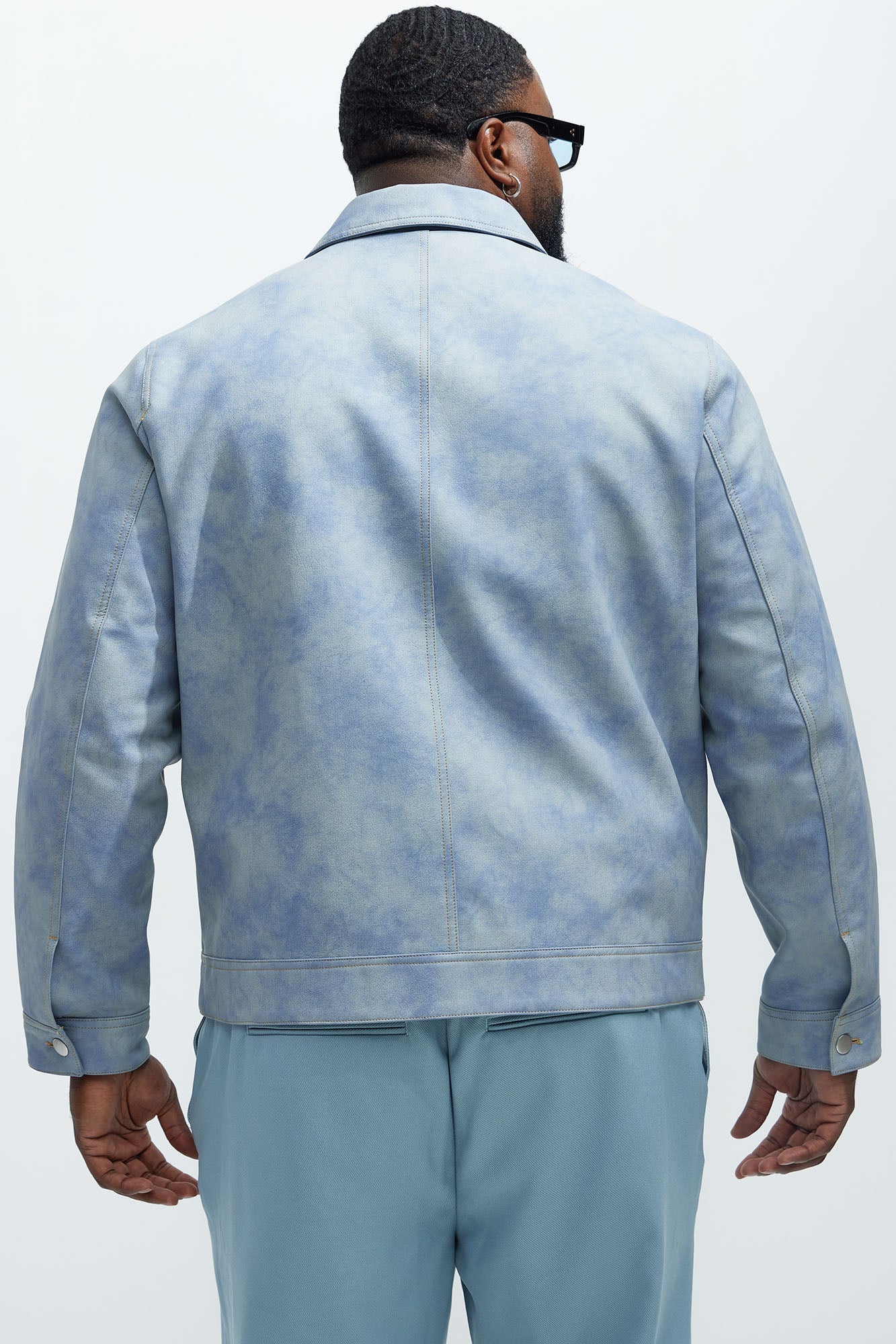 Ellis Faux Leather Jacket - Blue