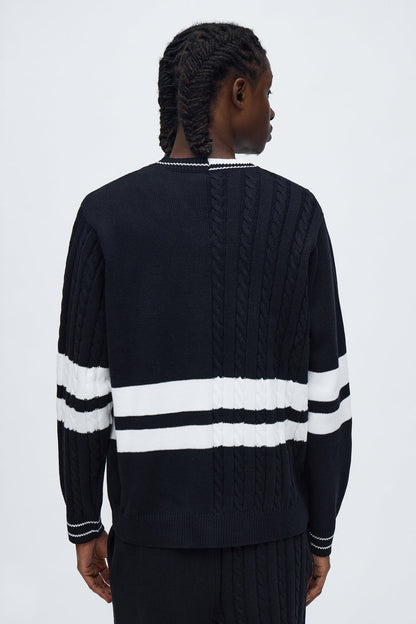 Preppy Life V Neck Sweater - Black/combo