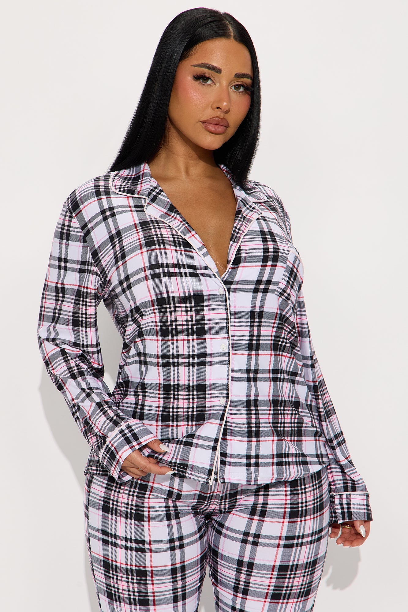 Staying In Bed Long Sleeve PJ Pant Set - Black/combo