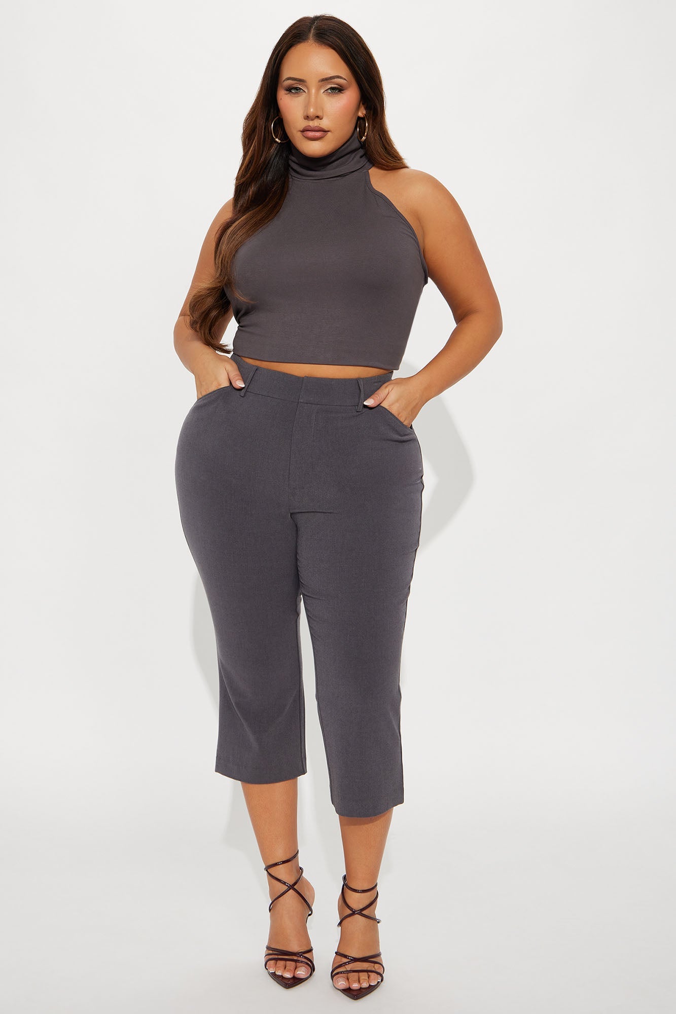 Tasha Dressy High Rise Capri - Charcoal