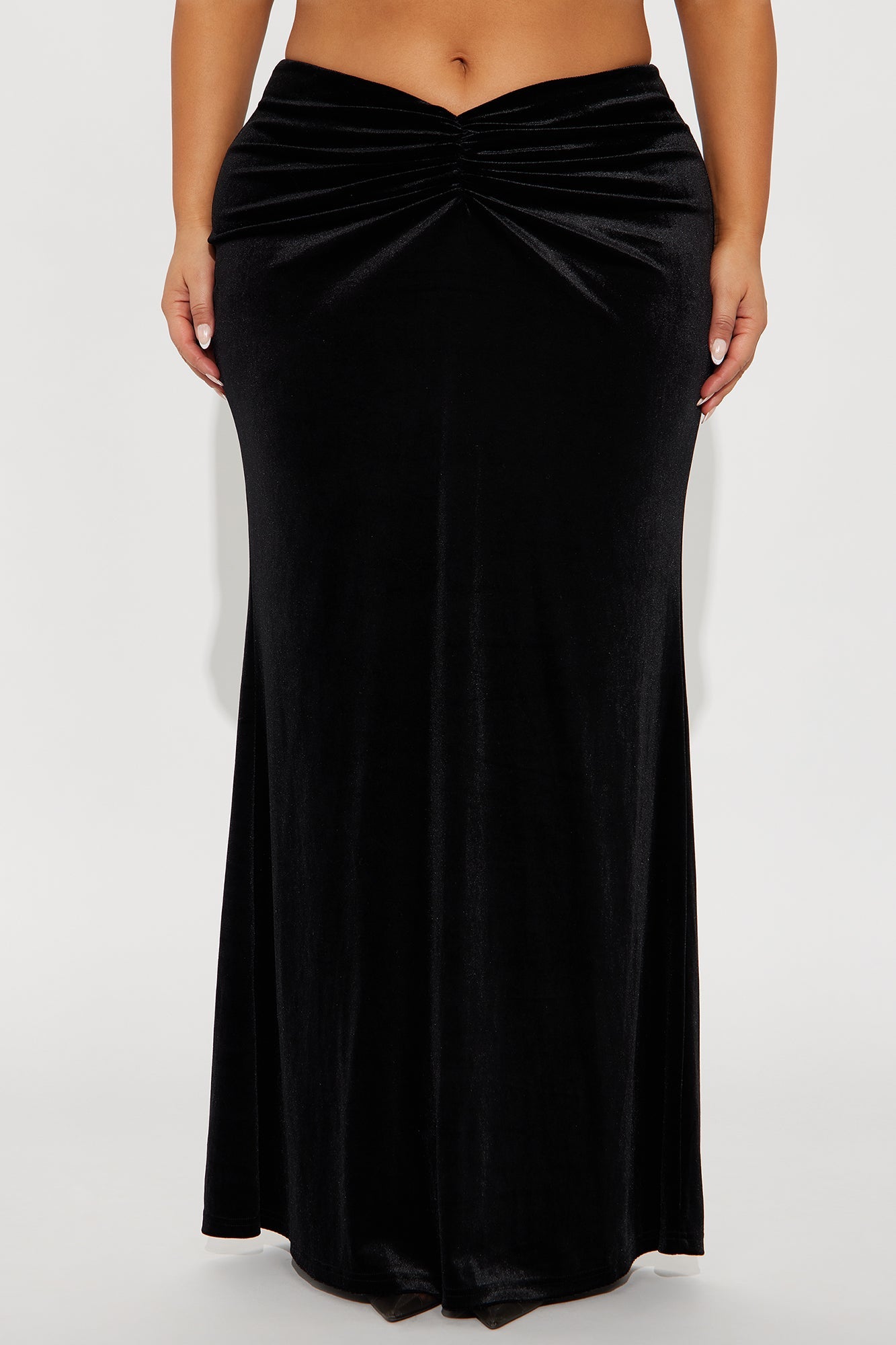 Crushing On You Velvet V Front Maxi Skirt - Black